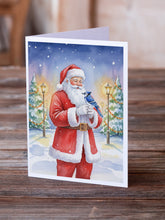 Load image into Gallery viewer, Blue Jay with Santa Claus Greeting Cards Pack of 8