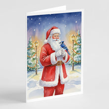 Load image into Gallery viewer, Blue Jay with Santa Claus Greeting Cards Pack of 8