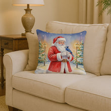 Load image into Gallery viewer, Blue Jay with Santa Claus Throw Pillow