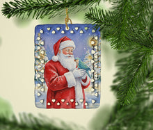 Load image into Gallery viewer, Blue Quaker with Santa Claus Porcelain Ornament