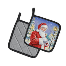 Load image into Gallery viewer, Blue Quaker with Santa Claus Pair of Pot Holders