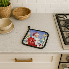 Load image into Gallery viewer, Blue Quaker with Santa Claus Pair of Pot Holders