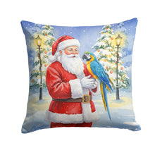 Load image into Gallery viewer, Blue and Gold Macaw Parrot with Santa Claus Throw Pillow