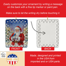 Load image into Gallery viewer, Bluebird with Santa Claus Porcelain Ornament