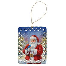 Load image into Gallery viewer, Bluebird with Santa Claus Porcelain Ornament