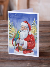 Load image into Gallery viewer, Blue Fronted Amazon Parrot with Santa Claus Greeting Cards Pack of 8