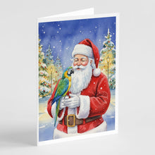 Load image into Gallery viewer, Blue Fronted Amazon Parrot with Santa Claus Greeting Cards Pack of 8