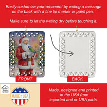 Load image into Gallery viewer, Blue Headed Pionus Parrot with Santa Claus Porcelain Ornament