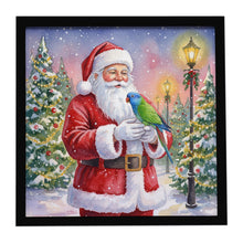 Load image into Gallery viewer, Blue Headed Pionus Parrot with Santa Claus Framed Metal Print