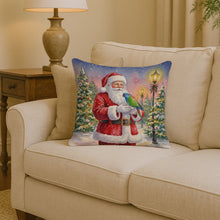 Load image into Gallery viewer, Blue Headed Pionus Parrot with Santa Claus Throw Pillow