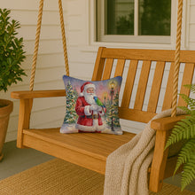 Load image into Gallery viewer, Blue Headed Pionus Parrot with Santa Claus Throw Pillow