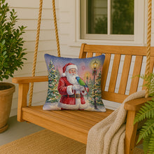 Load image into Gallery viewer, Blue Headed Pionus Parrot with Santa Claus Throw Pillow