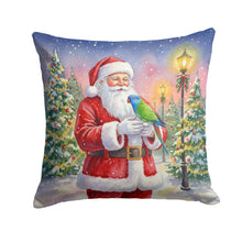 Load image into Gallery viewer, Blue Headed Pionus Parrot with Santa Claus Throw Pillow