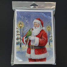 Load image into Gallery viewer, Brown Headed Pionus Parrot with Santa Claus Greeting Cards Pack of 8