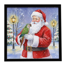 Load image into Gallery viewer, Brown Headed Pionus Parrot with Santa Claus Framed Metal Print