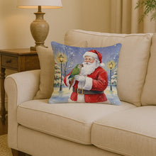 Load image into Gallery viewer, Brown Headed Pionus Parrot with Santa Claus Throw Pillow