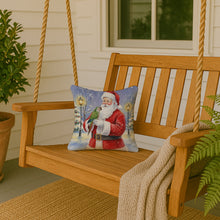 Load image into Gallery viewer, Brown Headed Pionus Parrot with Santa Claus Throw Pillow