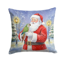 Load image into Gallery viewer, Brown Headed Pionus Parrot with Santa Claus Throw Pillow