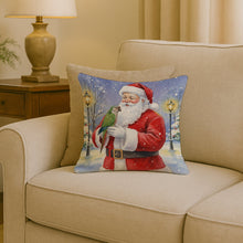 Load image into Gallery viewer, Brown Headed Pionus Parrot with Santa Claus Throw Pillow