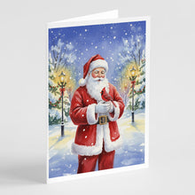 Load image into Gallery viewer, Cardinal with Santa Claus Greeting Cards Pack of 8