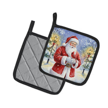 Load image into Gallery viewer, Cardinal with Santa Claus Pair of Pot Holders