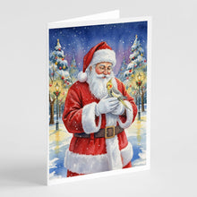 Load image into Gallery viewer, Cockatiel with Santa Claus Greeting Cards Pack of 8
