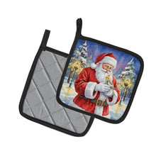 Load image into Gallery viewer, Cockatiel with Santa Claus Pair of Pot Holders