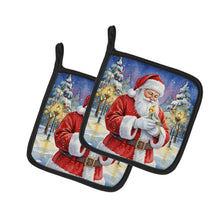 Load image into Gallery viewer, Cockatiel with Santa Claus Pair of Pot Holders