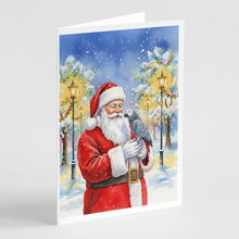 Load image into Gallery viewer, Congo African Grey Parrot with Santa Claus Greeting Cards Pack of 8
