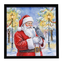 Load image into Gallery viewer, Congo African Grey Parrot with Santa Claus Framed Metal Print