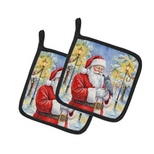 Load image into Gallery viewer, Congo African Grey Parrot with Santa Claus Pair of Pot Holders