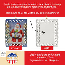 Load image into Gallery viewer, Double Yellow Headed Amazon Parrot with Santa Claus Porcelain Ornament