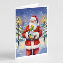 Load image into Gallery viewer, Double Yellow Headed Amazon Parrot with Santa Claus Greeting Cards Pack of 8