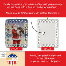 Load image into Gallery viewer, Eagle with Santa Claus Porcelain Ornament
