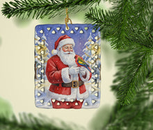 Load image into Gallery viewer, Eastern Rosella with Santa Claus Porcelain Ornament