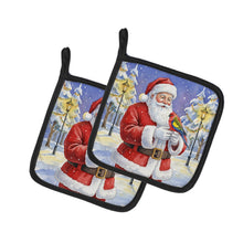 Load image into Gallery viewer, Eastern Rosella with Santa Claus Pair of Pot Holders