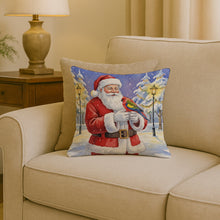 Load image into Gallery viewer, Eastern Rosella with Santa Claus Throw Pillow