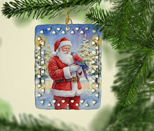 Load image into Gallery viewer, Female Eclectus with Santa Claus Porcelain Ornament