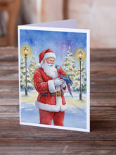 Load image into Gallery viewer, Female Eclectus with Santa Claus Greeting Cards Pack of 8