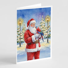 Load image into Gallery viewer, Female Eclectus with Santa Claus Greeting Cards Pack of 8