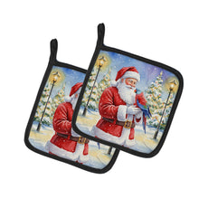 Load image into Gallery viewer, Female Eclectus with Santa Claus Pair of Pot Holders