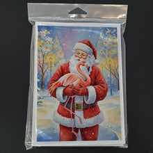 Load image into Gallery viewer, Flamingo with Santa Claus Greeting Cards Pack of 8