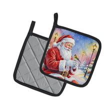 Load image into Gallery viewer, Goldfinch with Santa Claus Pair of Pot Holders