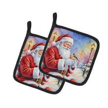 Load image into Gallery viewer, Goldfinch with Santa Claus Pair of Pot Holders