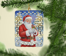 Load image into Gallery viewer, Gouldian Finch with Santa Claus Porcelain Ornament