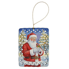 Load image into Gallery viewer, Gouldian Finch with Santa Claus Porcelain Ornament