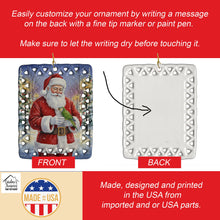 Load image into Gallery viewer, Green Quaker Parrot with Santa Claus Porcelain Ornament
