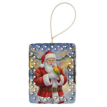 Load image into Gallery viewer, Green Cheeked Conure Parrot with Santa Claus Porcelain Ornament