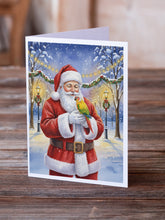 Load image into Gallery viewer, Green Cheeked Conure Parrot with Santa Claus Greeting Cards Pack of 8