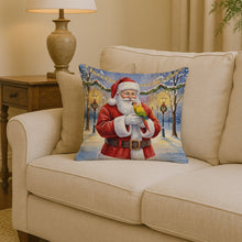 Load image into Gallery viewer, Green Cheeked Conure Parrot with Santa Claus Throw Pillow